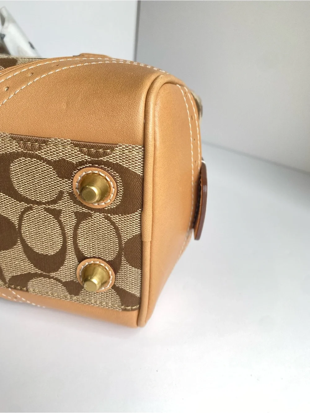 Coach Y2K Hampton Signature Canvas with Perforated Leather Trim Traditional Tan - Picture 12 of 16